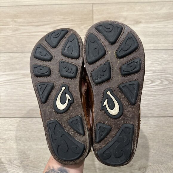 Olukai Mens Sandals 7 Hiapo Brown Leather Flip Flops EU 40 - Picture 7 of 8